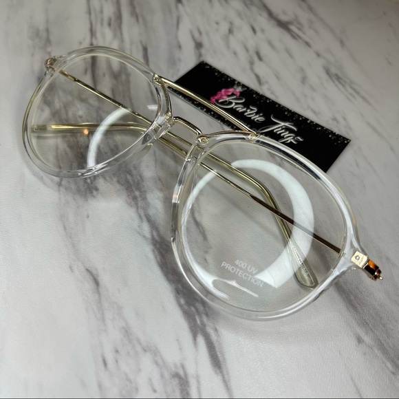 NWT Retro Gold Clear Frame Glasses - UV400 Protection - Picture 5 of 5